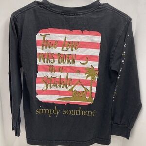 Simply Southern T-Shirt "True Love Was Born In A Stable" Christian Size S Small‎